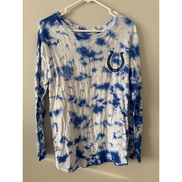 Indianapolis Colts Blue‎ and White Tie-Dye Long Sleeve Tshirt Women's Small - Picture 1 of 7